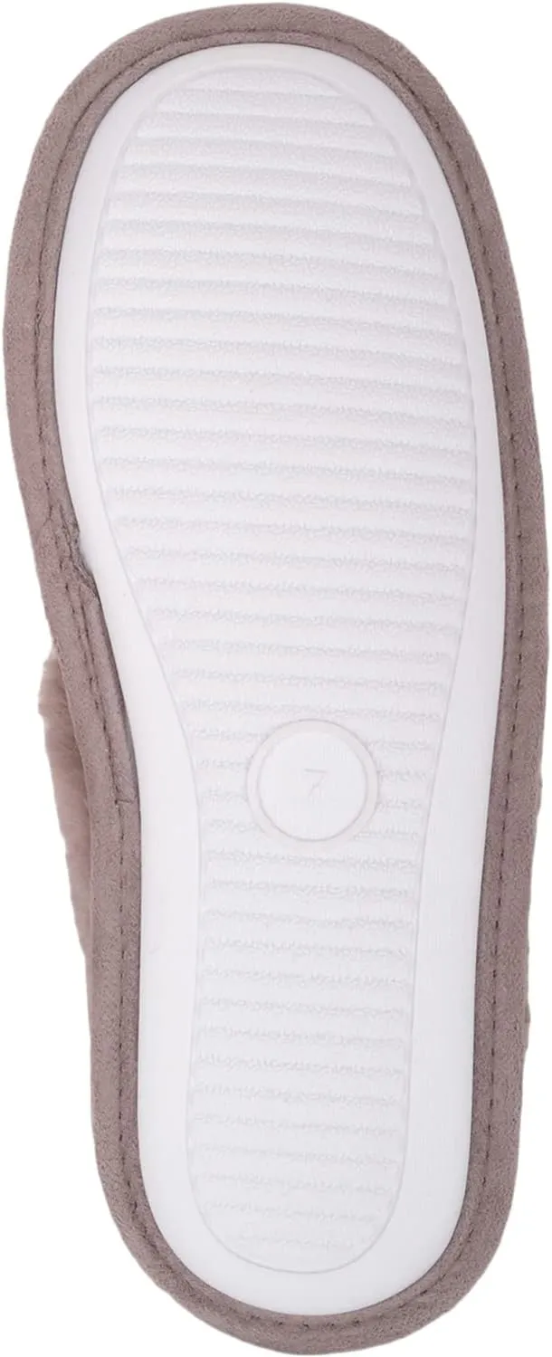 ABSOLUTE FOOTWEAR Womens Slip On Open Back Smooth Velour Style Faux Fur Winter Mule Slipper