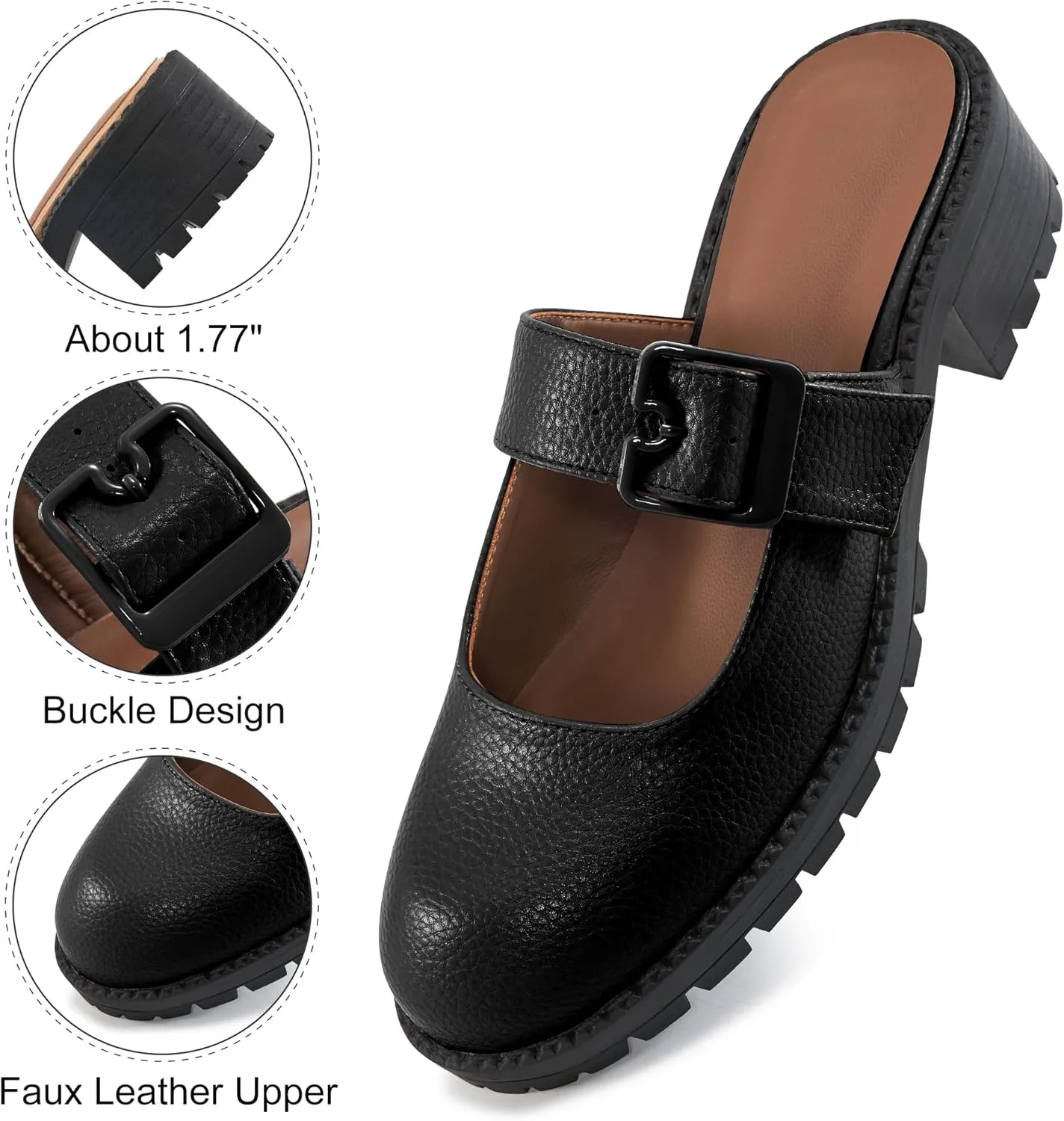 Alicegana Mules for Women Dressy Clogs: Comfort Platform Chunky Backless Mules Slip On Work Casual Loafers Slides Shoes
