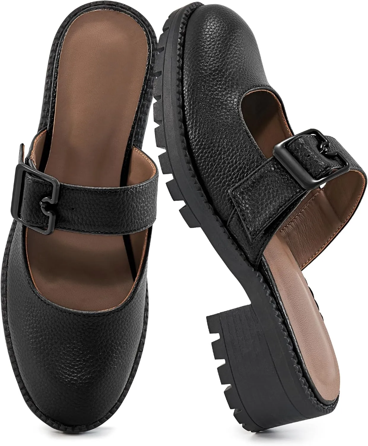 Alicegana Mules for Women Dressy Clogs: Comfort Platform Chunky Backless Mules Slip On Work Casual Loafers Slides Shoes