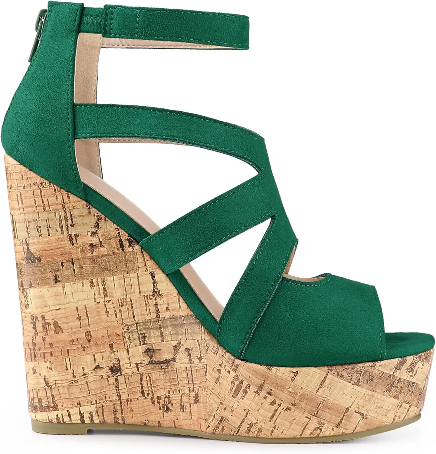 Allegra K Women's Platform Peep Toe Cutout Caged Cork Wedge Heel Sandals