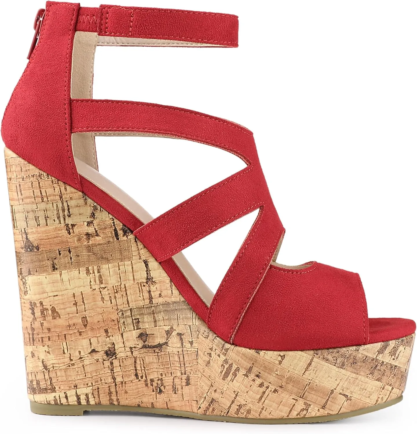 Allegra K Women's Platform Peep Toe Cutout Caged Cork Wedge Heel Sandals