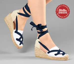 Alpargatas clásicas cordones Lola cuña alta blanco