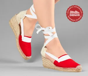 Alpargatas vascas cuña alta Lola rojo