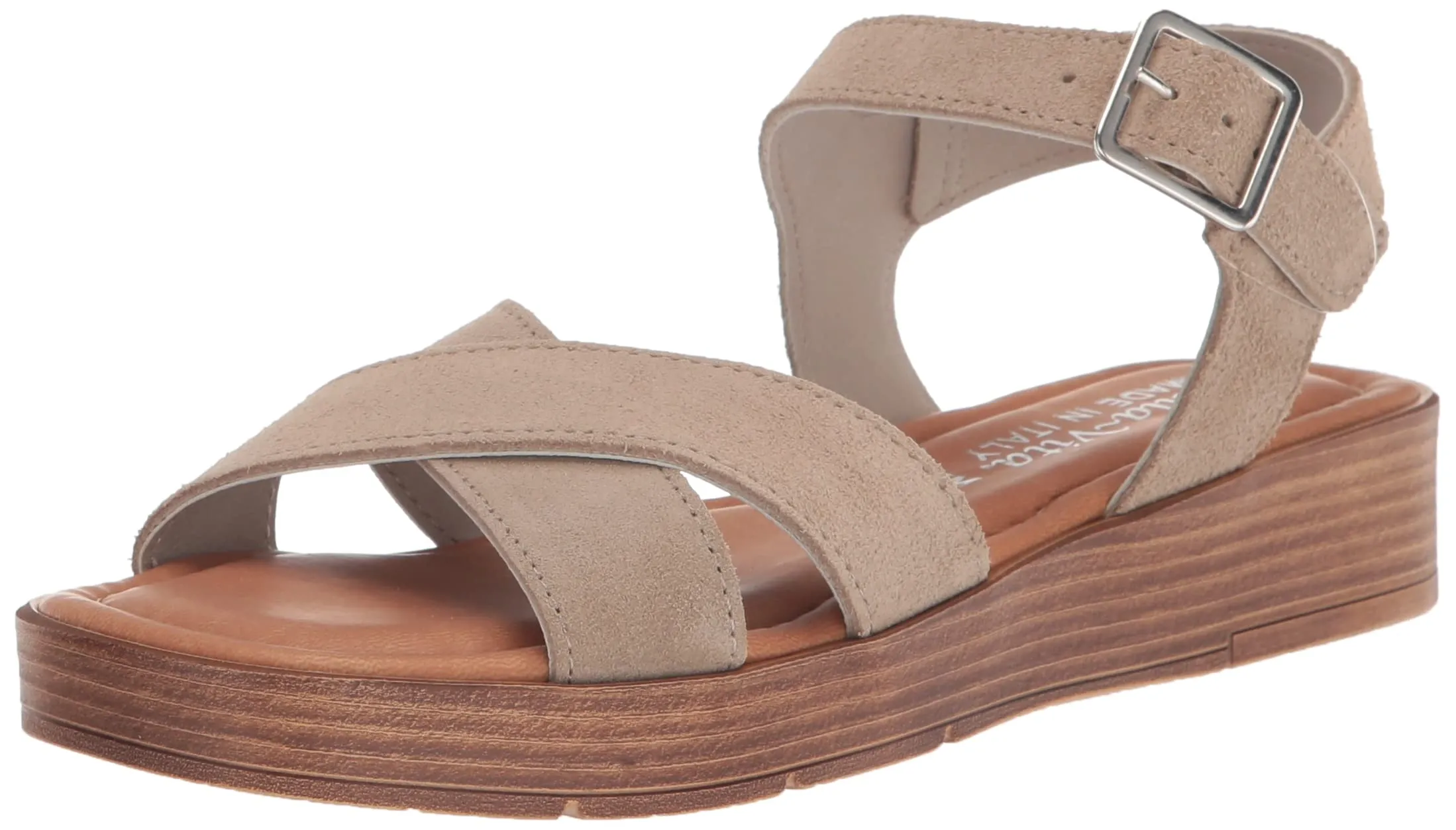 Bella Vita Made in Italy Women's Car-Italy Flat Sandal, Stone Suede Leather, 5