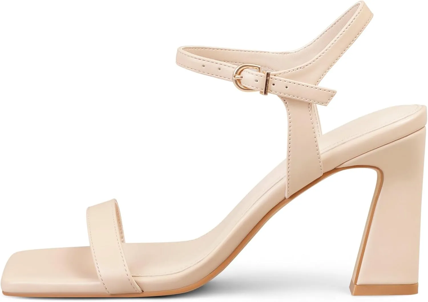 Block Heels for Women - Strappy Chunky Heels Square Open Toe and Ankle Strap Women's Heeled Sandals for Weddings