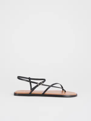 Capri Black Nappa Flat sandals