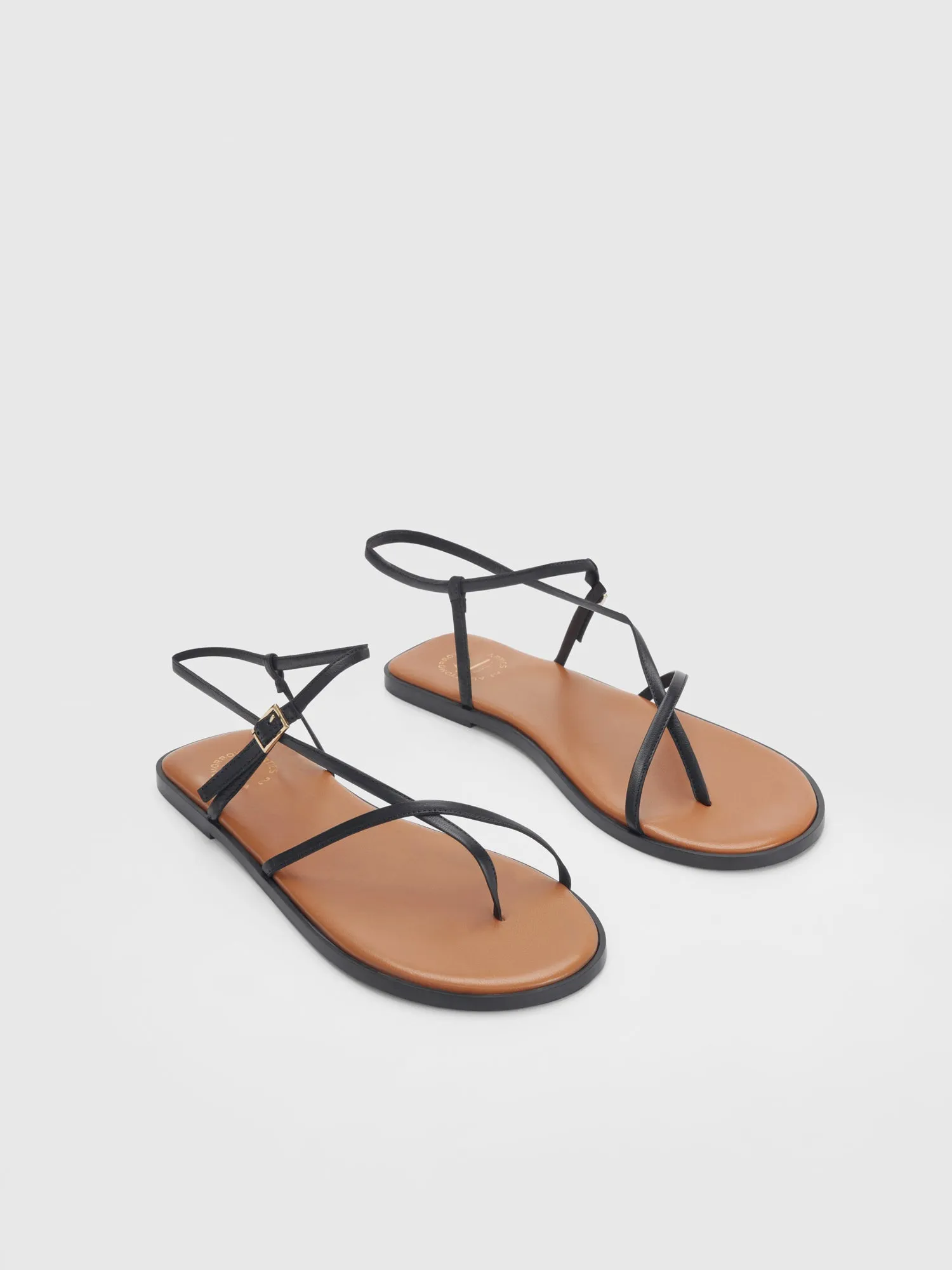 Capri Black Nappa Flat sandals