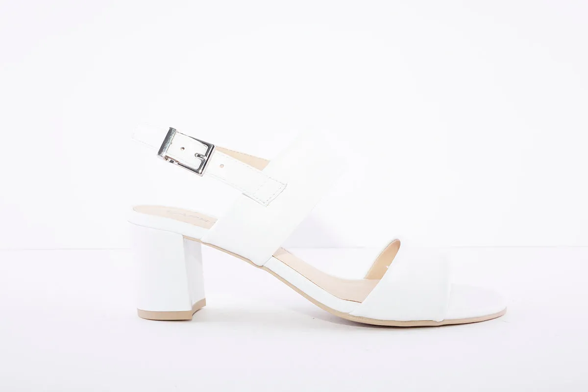 CAPRICE - MEDIUM BLOCK HEEL SLING BACK SANDAL - WHITE LEATHER