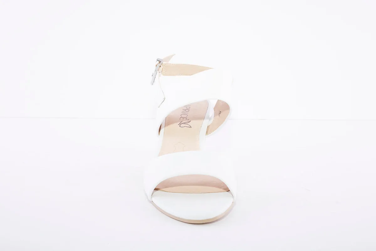 CAPRICE - MEDIUM BLOCK HEEL SLING BACK SANDAL - WHITE LEATHER
