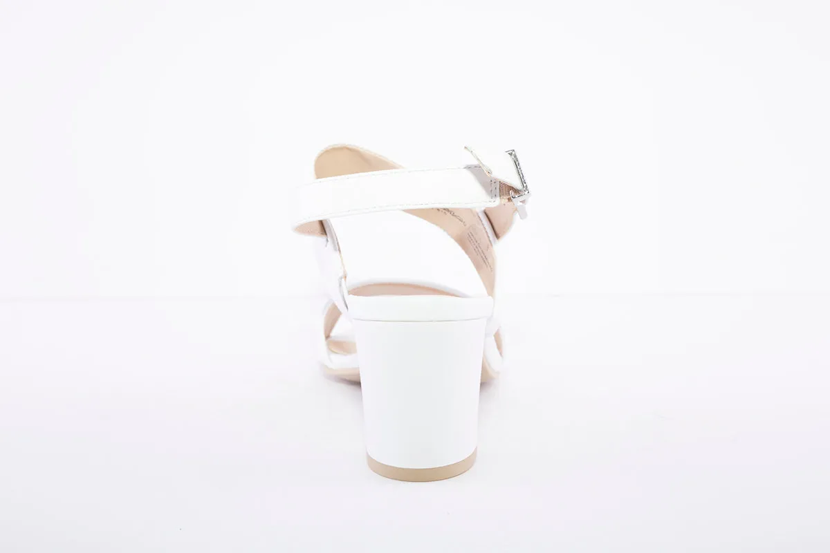 CAPRICE - MEDIUM BLOCK HEEL SLING BACK SANDAL - WHITE LEATHER