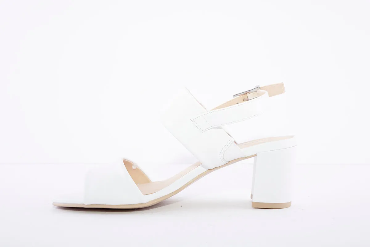 CAPRICE - MEDIUM BLOCK HEEL SLING BACK SANDAL - WHITE LEATHER