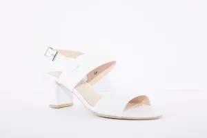 CAPRICE - MEDIUM BLOCK HEEL SLING BACK SANDAL - WHITE LEATHER