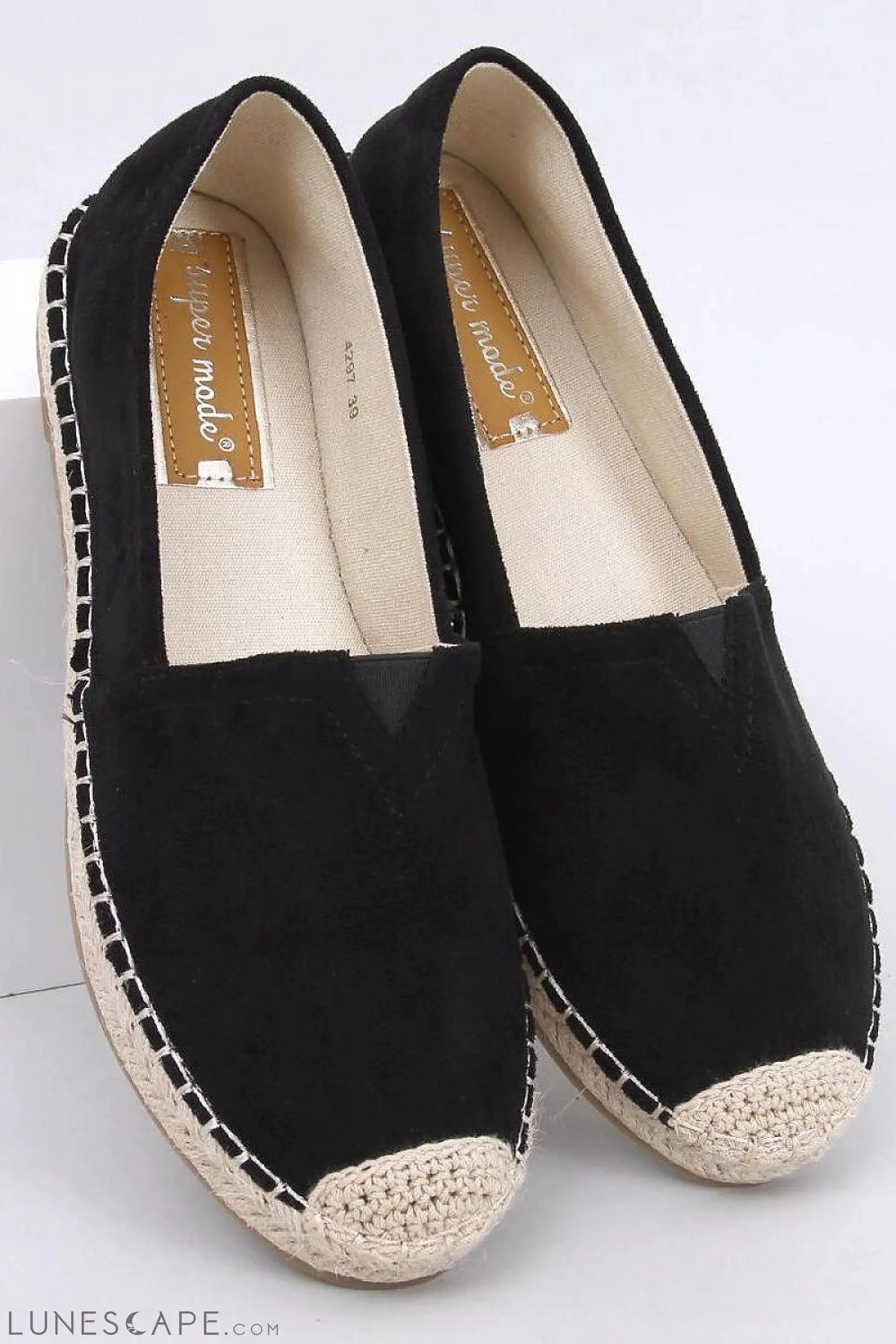 Classic Black Eco-Suede Espadrille Flats – Jute Cap Toe & Braided Sole