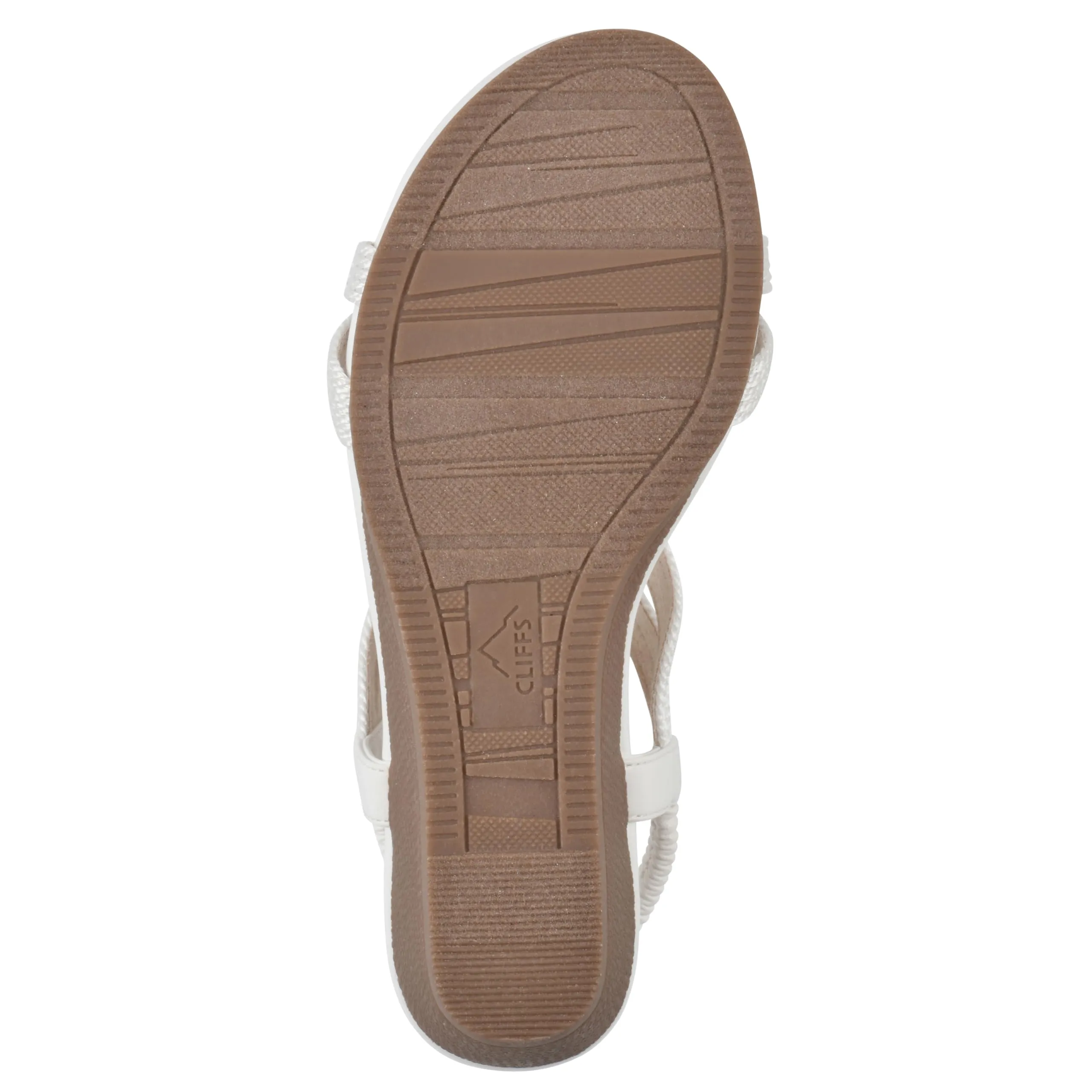 CLIFFS BY WHITE MOUNTAIN Women's Candelle Strappy Wedge Sandal, White/Fabric, 8.5 M