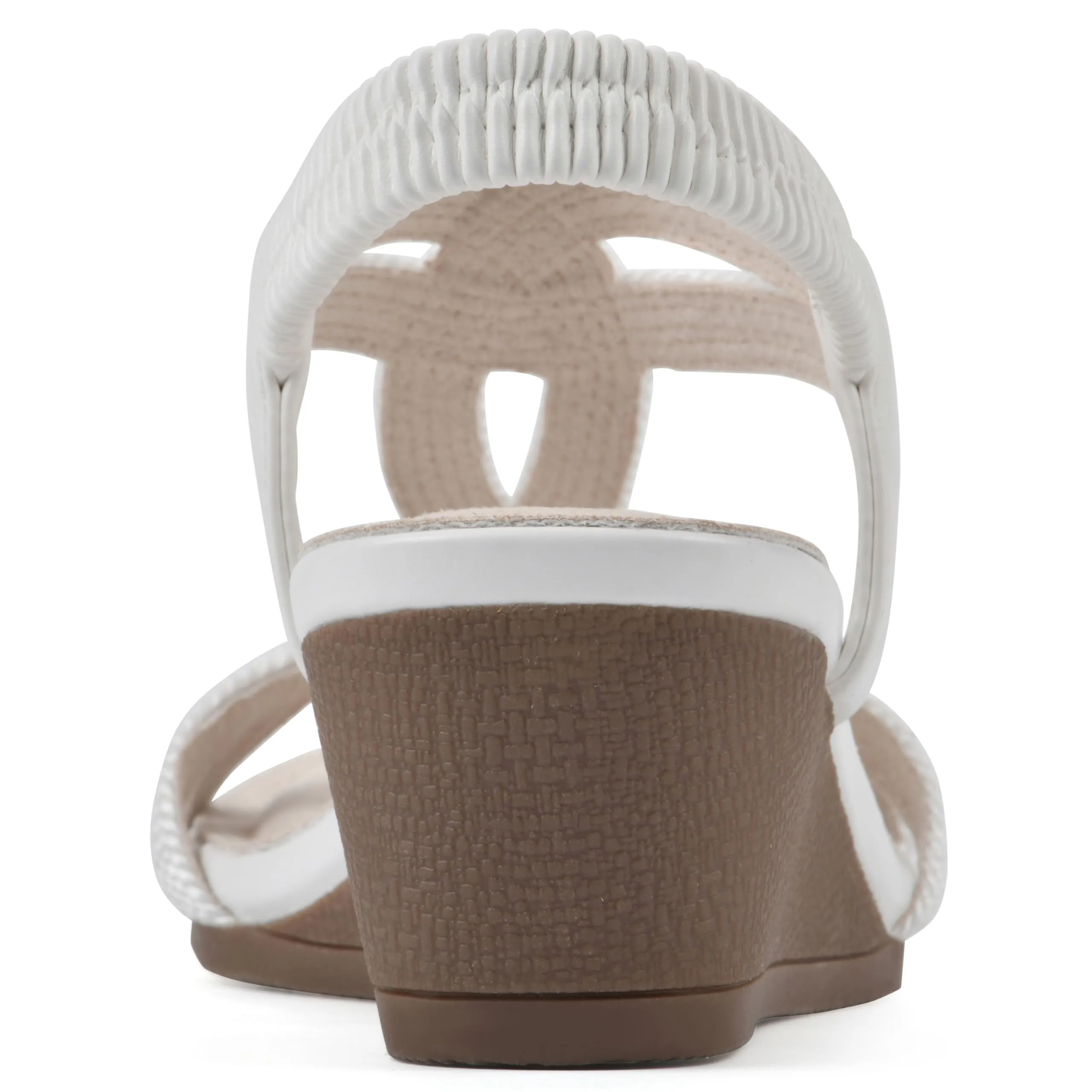 CLIFFS BY WHITE MOUNTAIN Women's Candelle Strappy Wedge Sandal, White/Fabric, 8.5 M
