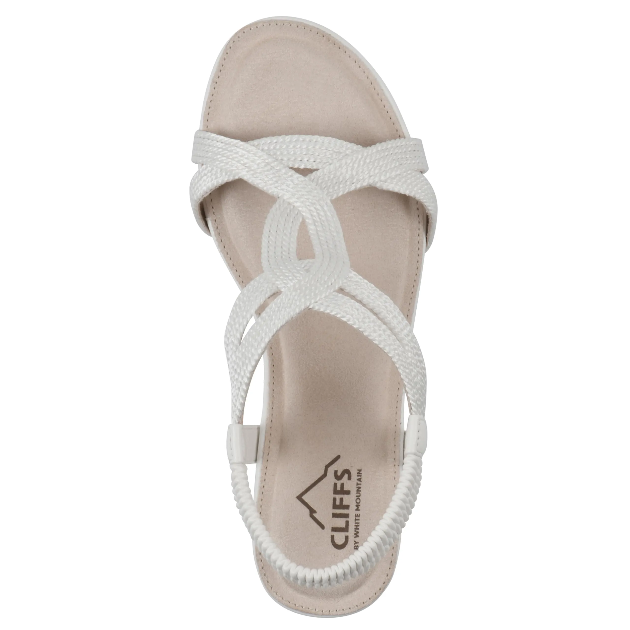 CLIFFS BY WHITE MOUNTAIN Women's Candelle Strappy Wedge Sandal, White/Fabric, 8.5 M