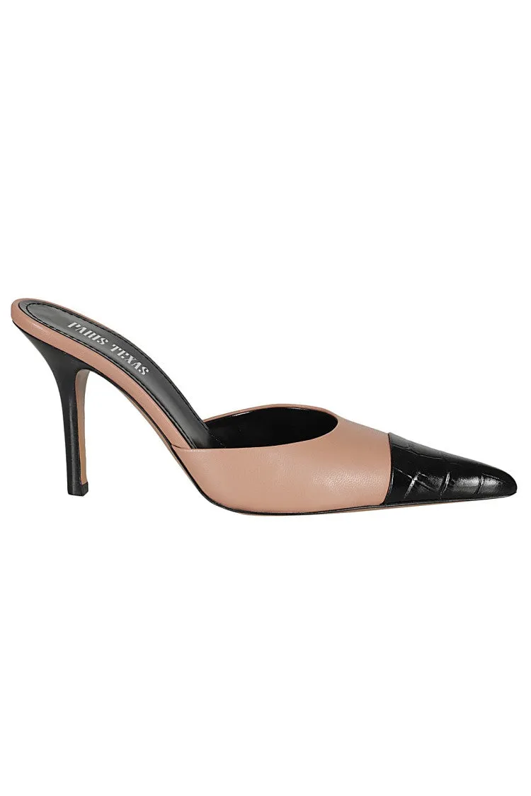 Décolleté Ashley Mule With Crocodile Leather Detail