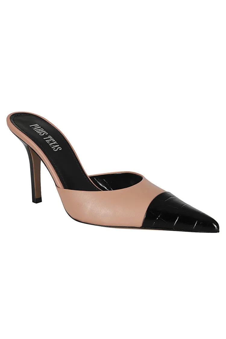 Décolleté Ashley Mule With Crocodile Leather Detail