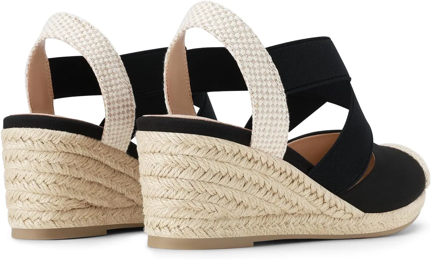 DREAM PAIRS Womens Close Toe Espadrilles Platform Slip on Elastic Criss Cross Straps Dressy Wedges Sandals