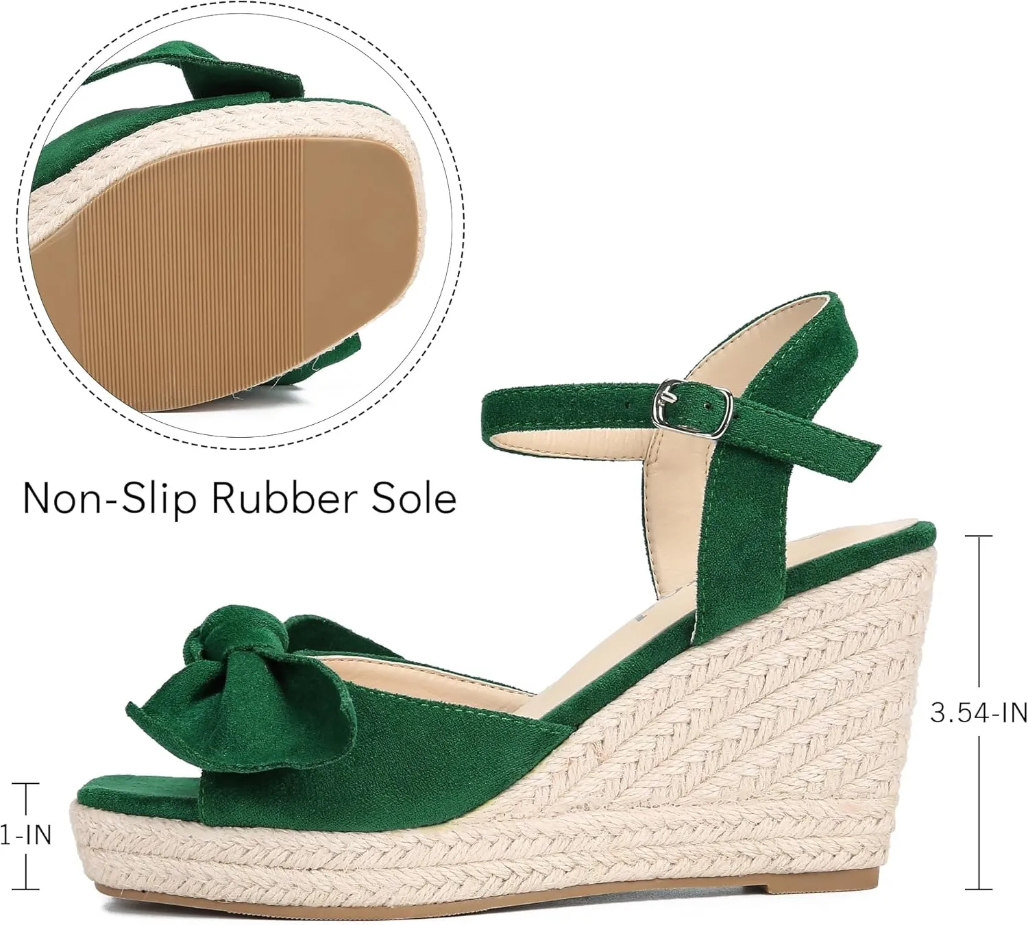 Espadrilles Wedge Sandals for Women Bow Platform Wedges Heels Open Toe Ankle Strap Summer Wedding Wedges