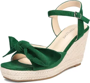 Espadrilles Wedge Sandals for Women Bow Platform Wedges Heels Open Toe Ankle Strap Summer Wedding Wedges