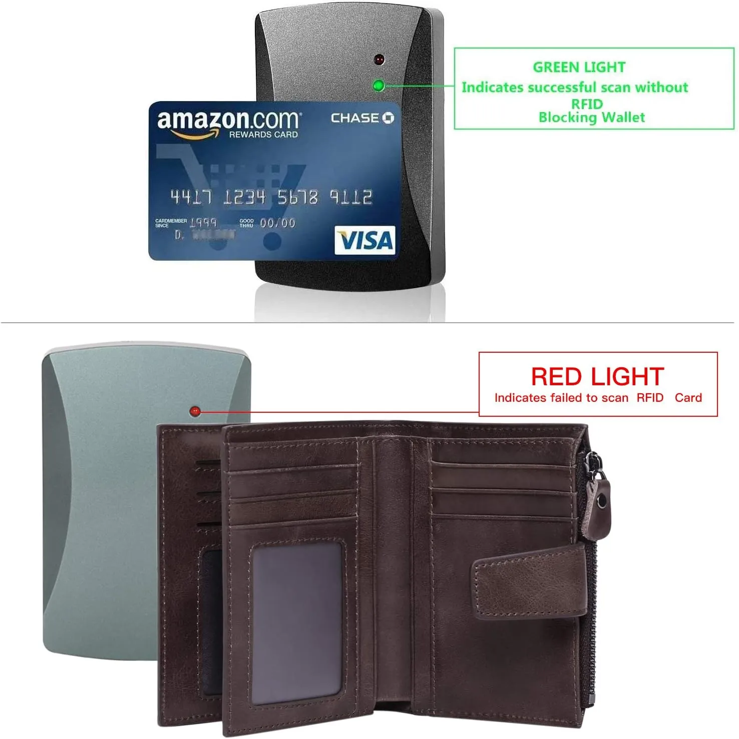 FALAN MULE Wallet for Men Genuine Leather RFID Blocking Mens Wallet with Zipper Coin Pocket ID Window