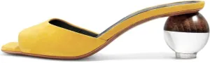Fericzot Mule Shoes Spherical Clear Heel Sandals Square Toe Slippers Slip On Pumps Slingback Wedding Dress Shoes