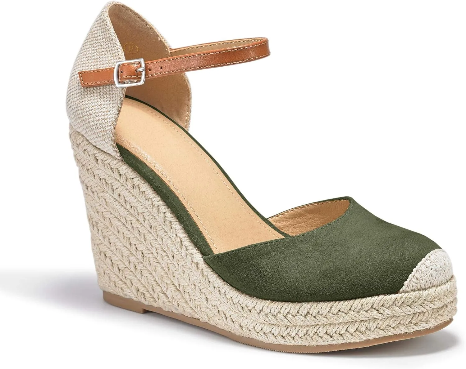 FISACE Womens Summer Espadrille Heel Platform Wedge Sandals Ankle Buckle Strap Closed Toe Shoes
