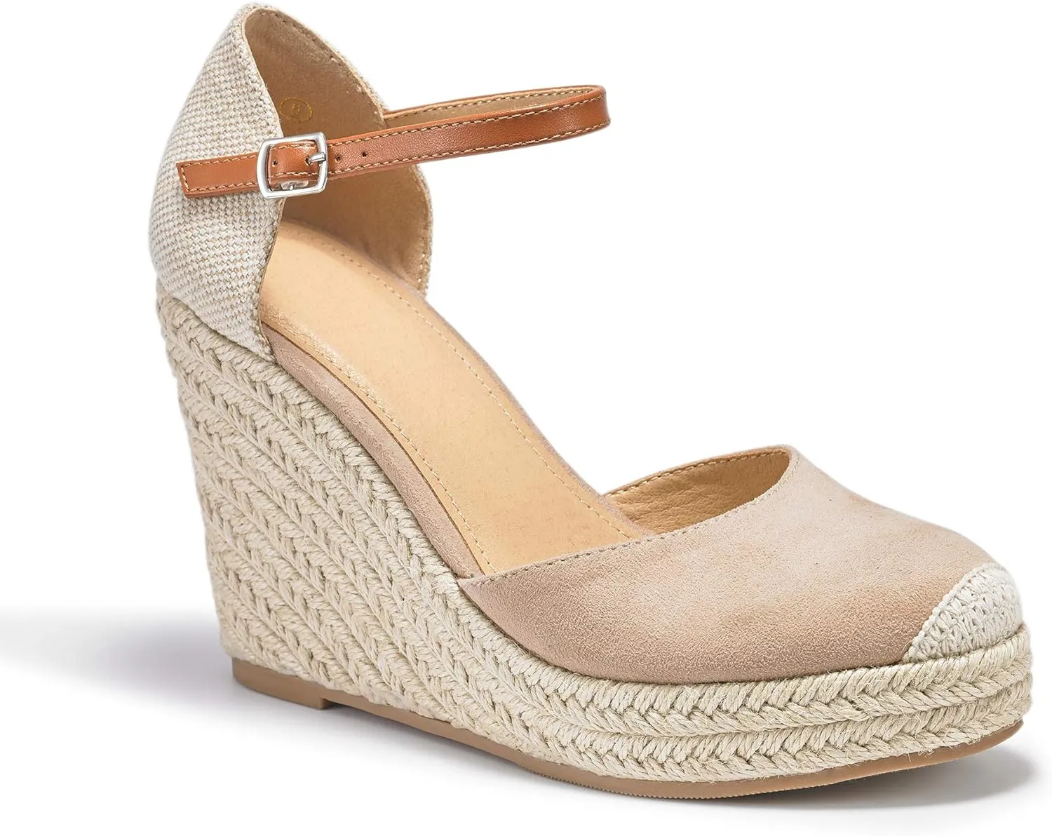 FISACE Womens Summer Espadrille Heel Platform Wedge Sandals Ankle Buckle Strap Closed Toe Shoes