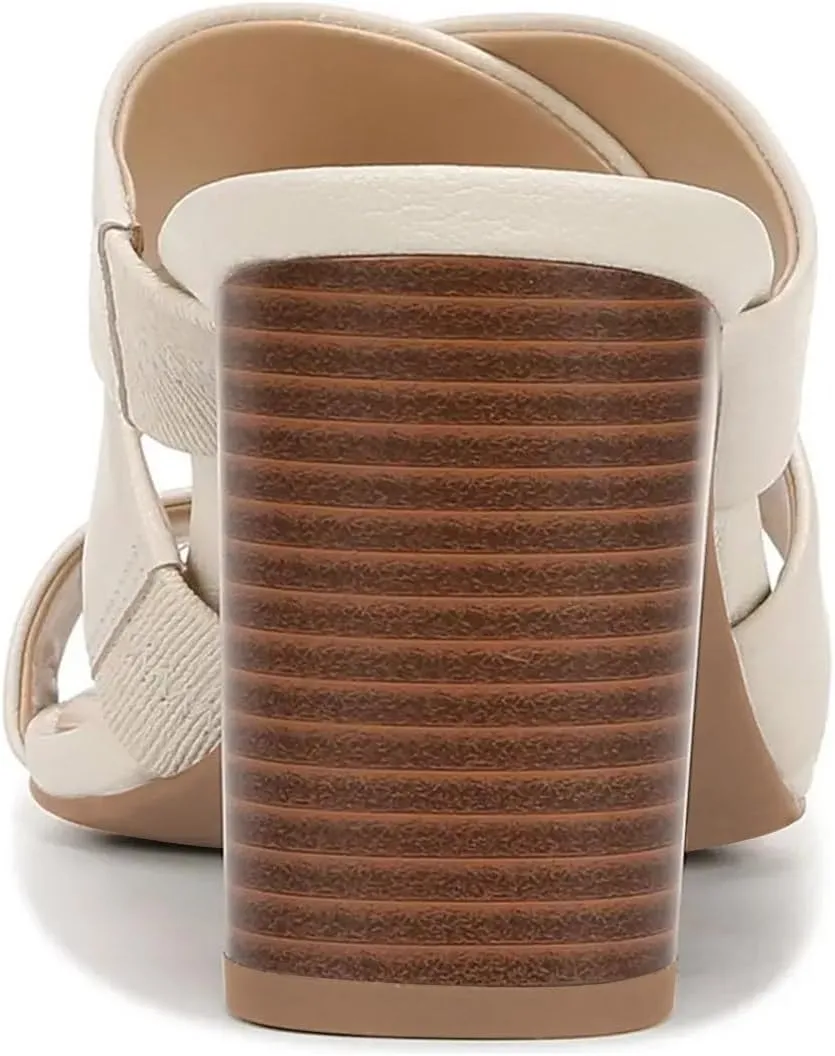 FOWT Women Square Open Toe Mules Mid Stacked Block Heels Slip on Cross Strap Causal Outfit Summer Shoes Size 4-16 US