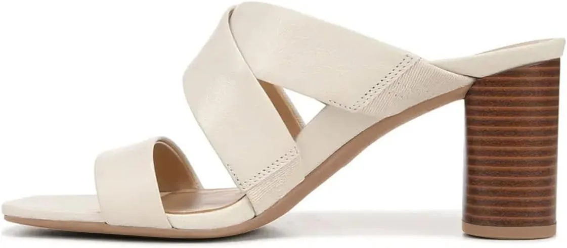 FOWT Women Square Open Toe Mules Mid Stacked Block Heels Slip on Cross Strap Causal Outfit Summer Shoes Size 4-16 US