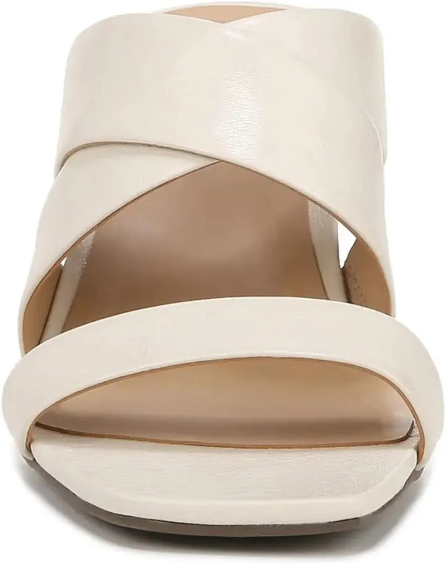 FOWT Women Square Open Toe Mules Mid Stacked Block Heels Slip on Cross Strap Causal Outfit Summer Shoes Size 4-16 US