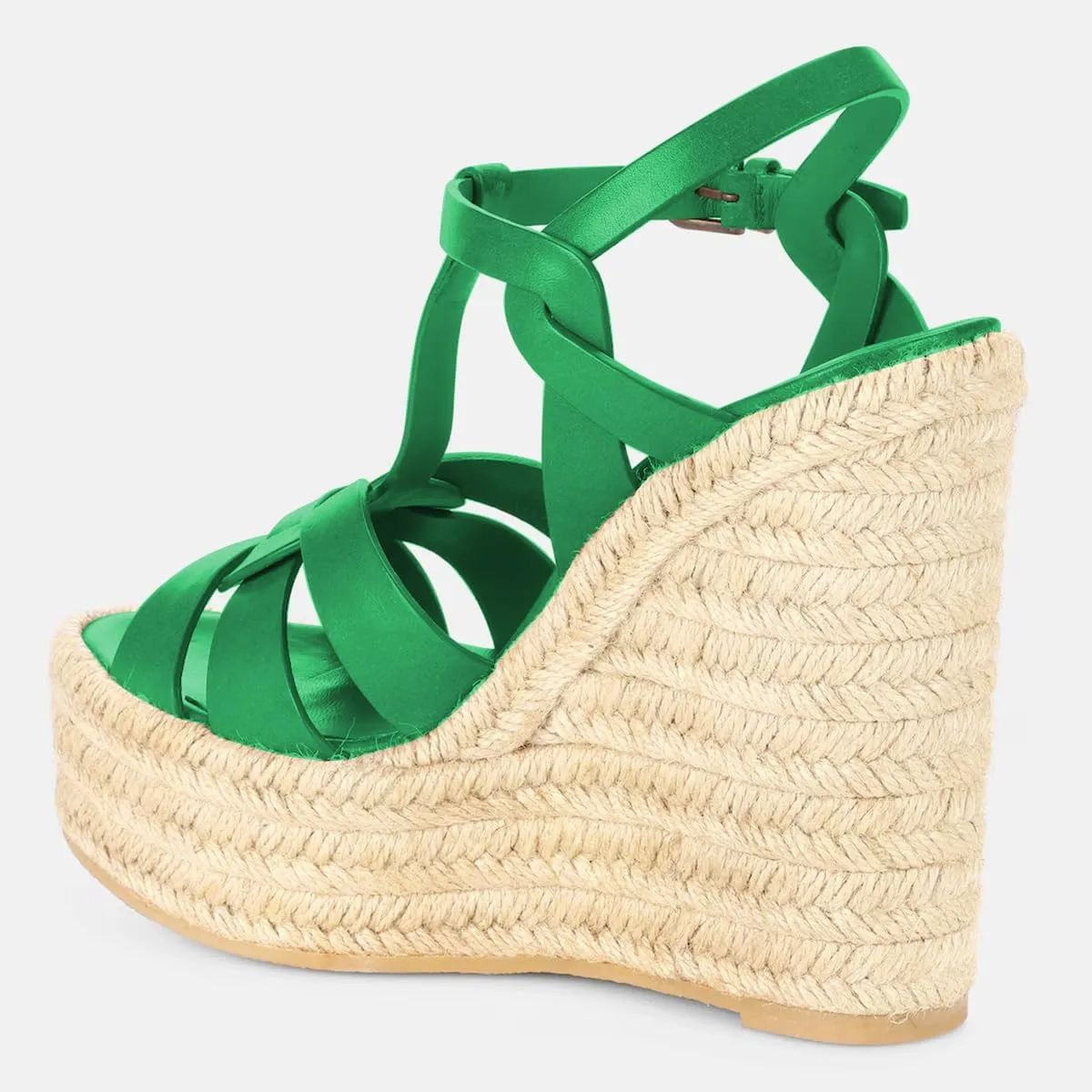 FSJ Women Elegant Open Toe Espadrille Platform Ankle Strap Wedge Sandals Woven Cutout Casual Summer Dress Comfort Shoes Size 4-16 US
