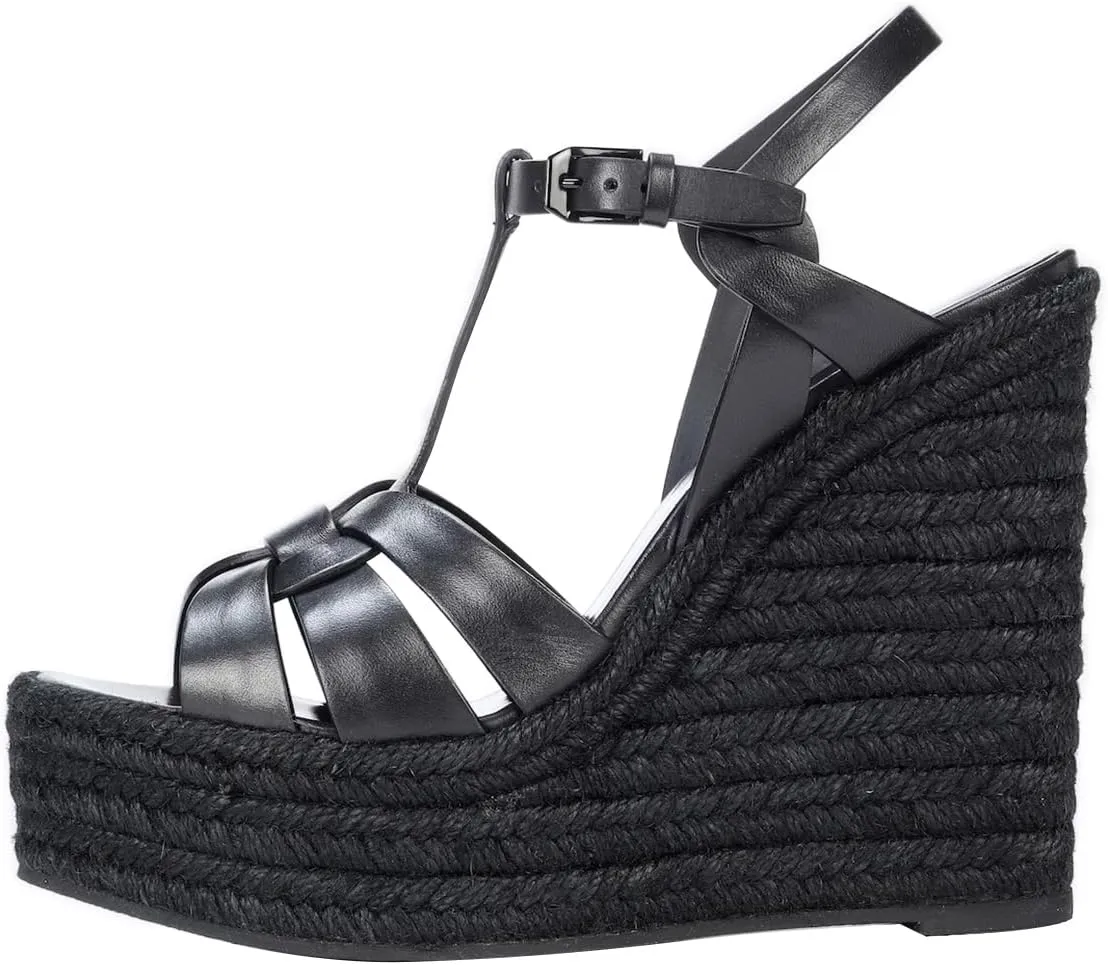 FSJ Women Elegant Open Toe Espadrille Platform Ankle Strap Wedge Sandals Woven Cutout Casual Summer Dress Comfort Shoes Size 4-16 US