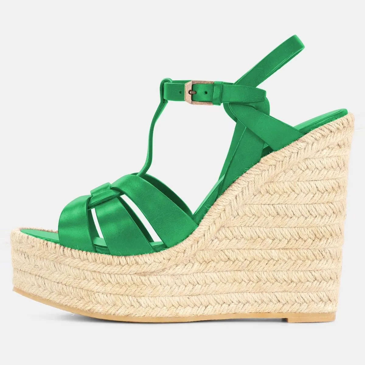 FSJ Women Elegant Open Toe Espadrille Platform Ankle Strap Wedge Sandals Woven Cutout Casual Summer Dress Comfort Shoes Size 4-16 US