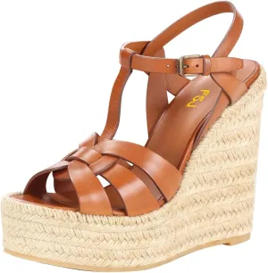 FSJ Women Elegant Open Toe Espadrille Platform Ankle Strap Wedge Sandals Woven Cutout Casual Summer Dress Comfort Shoes Size 4-16 US