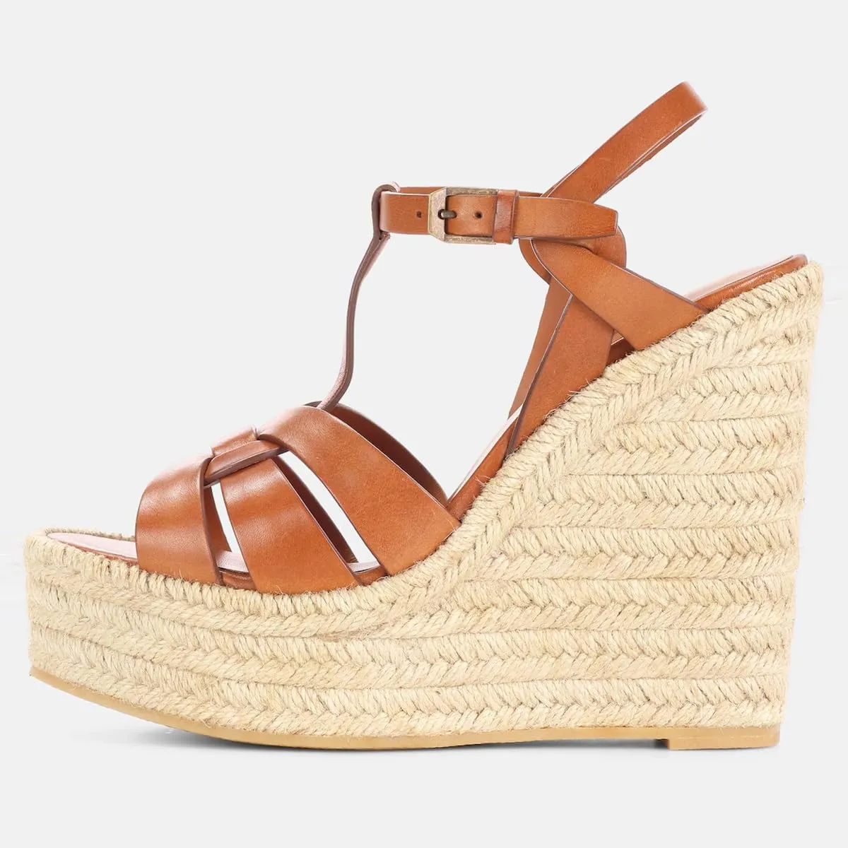 FSJ Women Elegant Open Toe Espadrille Platform Ankle Strap Wedge Sandals Woven Cutout Casual Summer Dress Comfort Shoes Size 4-16 US