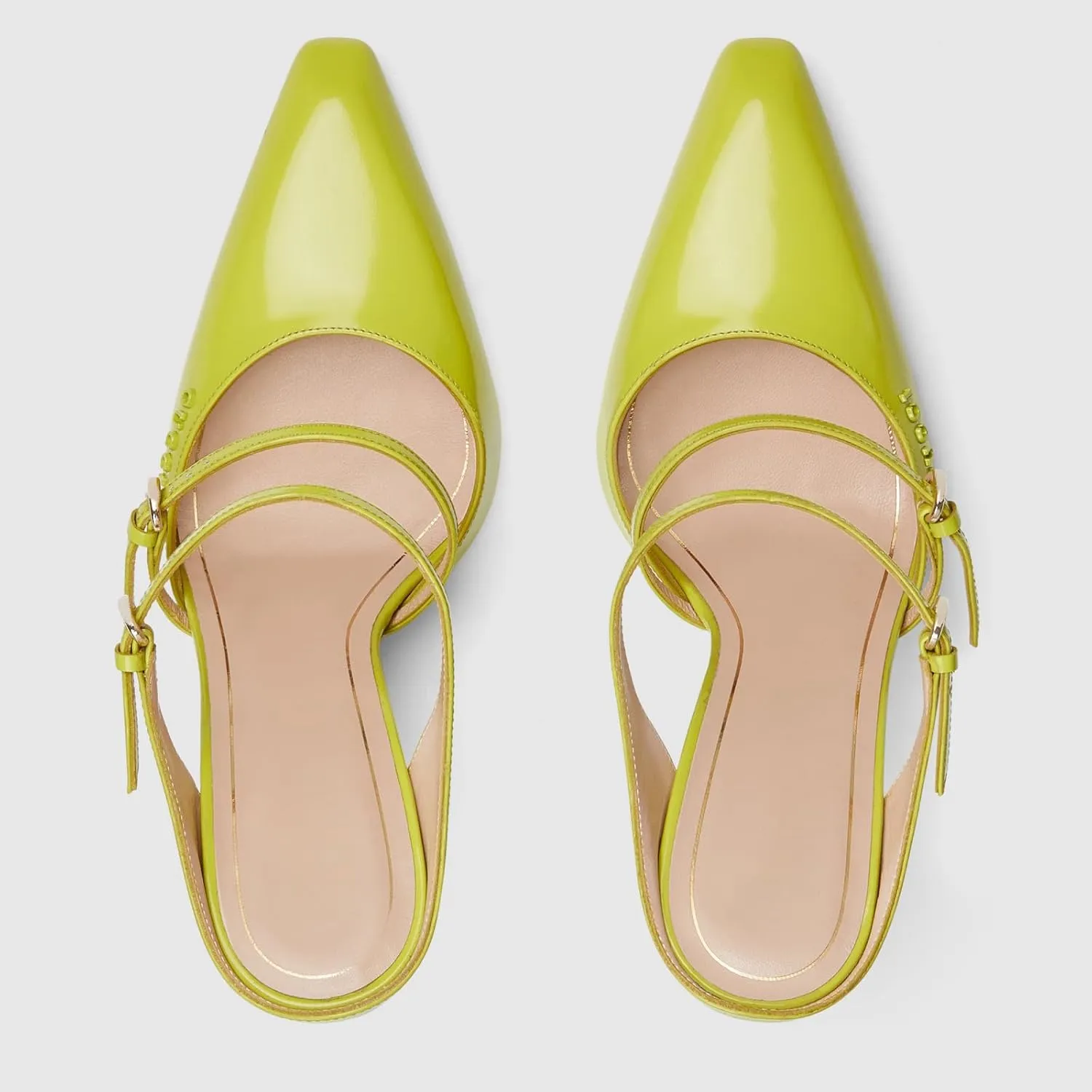 Goolita Clear Wedge Heels for Women, Closed Pointed Toe Mule Heels with Buckle Strap Sexy Backless Slip On Party Evening Shoes