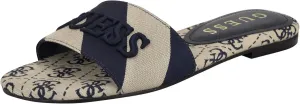 Guess Women's HARINI Flat Sandal, Dark Blue/White Stripe Multi 400, 8