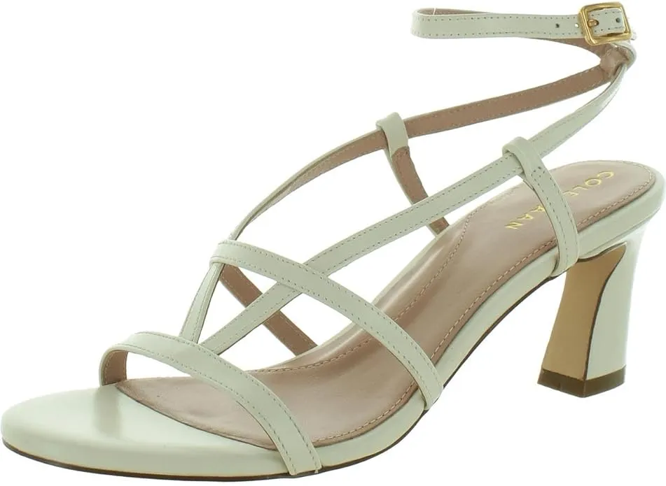 Haan Ivory Toe Leather Sandals Strap Cole Block Amber Rounded Ankle Heeled Express shipping Problem-free return Open