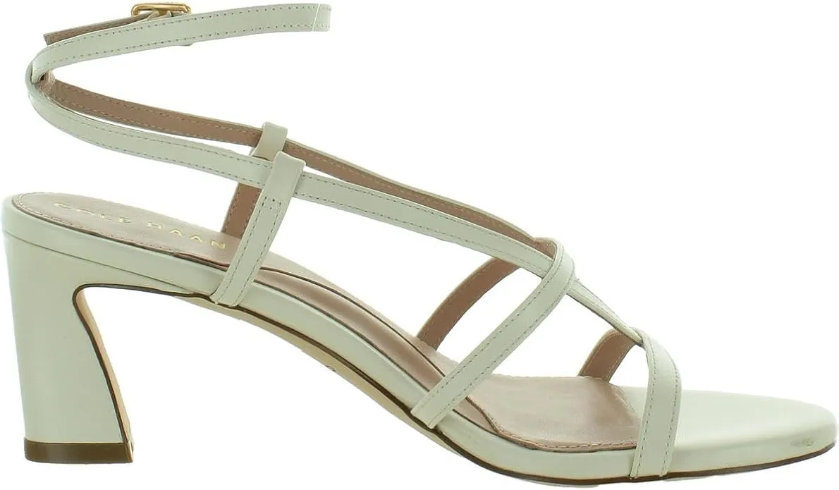 Haan Ivory Toe Leather Sandals Strap Cole Block Amber Rounded Ankle Heeled Express shipping Problem-free return Open