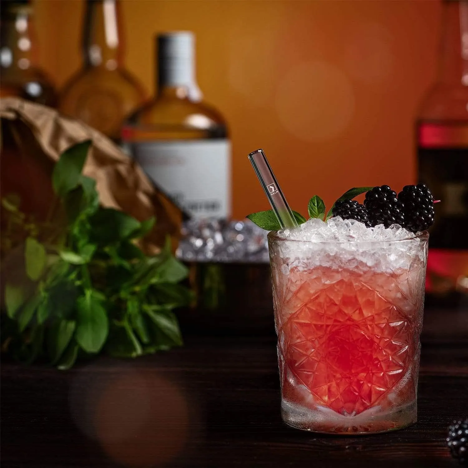 Halm Glass Straws – 20x 6 Inch Short Reusable Drinking Straws   Plastic-Free Cleaning Brush - Dishwasher Safe - Eco-Friendly - Perfect for Parties, Tumbler, Cocktails - Made in Germany