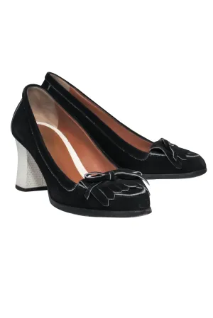 Heels - 8 Black Value for money Suede Sz Tech-savvy Fendi Block Loafer-Style