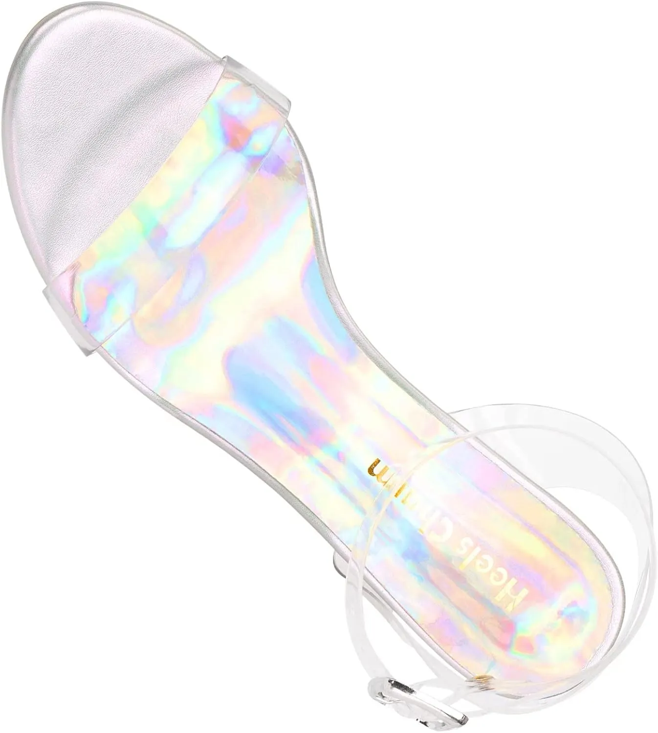 Heels Charm Women's Strappy Clear Chunky Clear Block Low Heeled Sandals 2 Inches Open Toe Ankle Strap High Heel Dress Sandals Daily Work Party Sandal Shoes