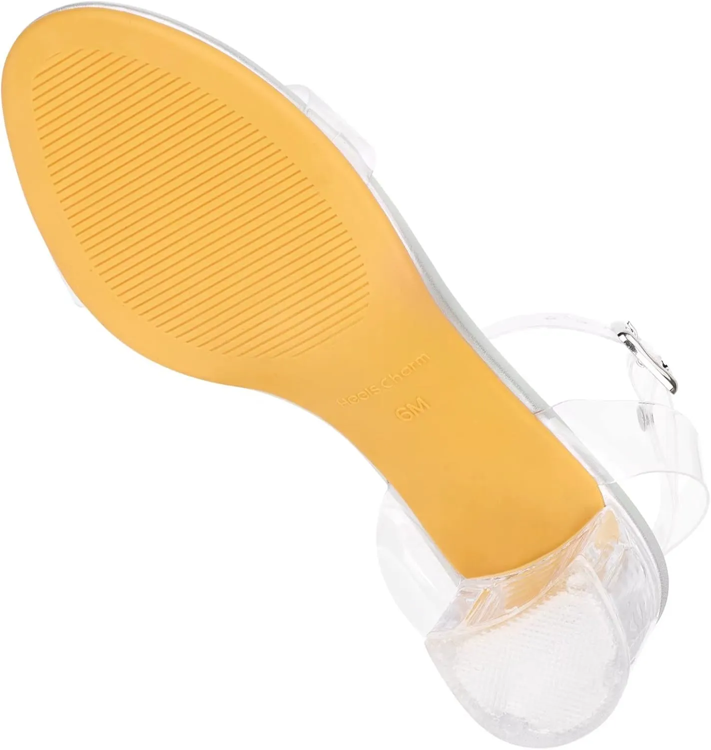 Heels Charm Women's Strappy Clear Chunky Clear Block Low Heeled Sandals 2 Inches Open Toe Ankle Strap High Heel Dress Sandals Daily Work Party Sandal Shoes