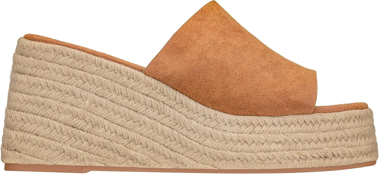 ILLUDE Women's Wedge Sandal Espadrille Platform Slip On Open Toe Wedge Heel Sandals
