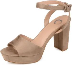 Journee Open Toe Strappy Platform Pumps for Women - Nairri Ankle Strap Chunky High Block Heel Sandal