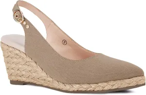 Juliet Holy Women's Wedge Platform Espadrille Sandals Slingback Closed Toe Buckle Strap Summer Shoes, Dust Pink, Size 8