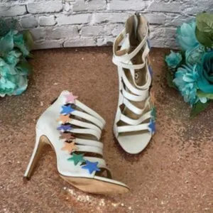 Katy Perry White Stella Star Studded Sandals 5.5