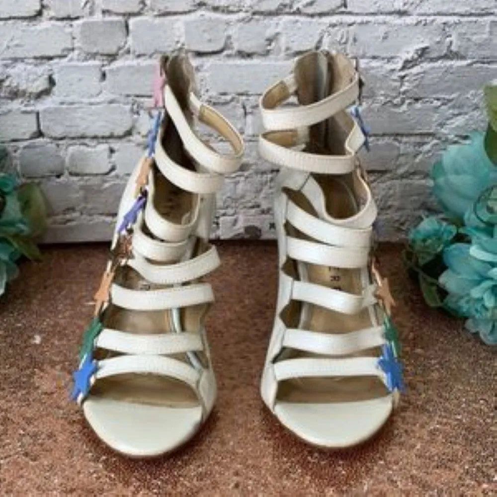Katy Perry White Stella Star Studded Sandals 5.5